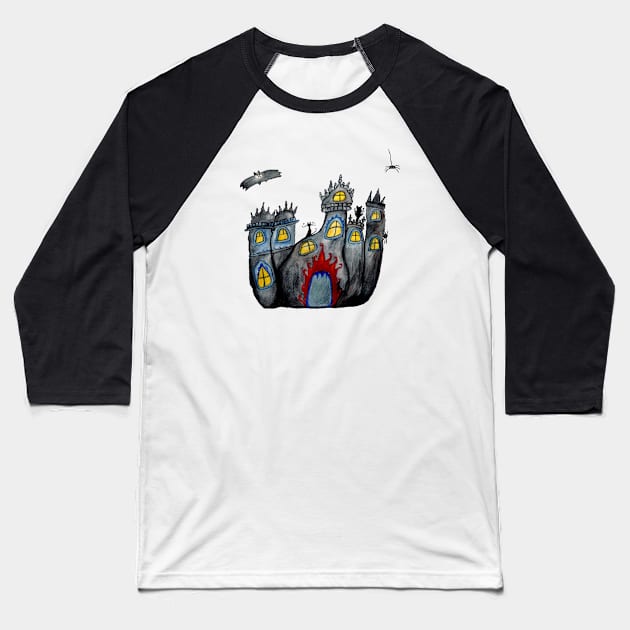 Spooky Castle Baseball T-Shirt by Manitarka